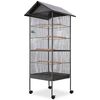 vidaXL Клітка для Птахів з Дахом Чорний 66x66x155 см Сталь