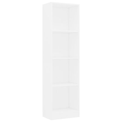 800837 vidaXL 4-Tier Book Cabinet White 40x24x142 cm Chipboard