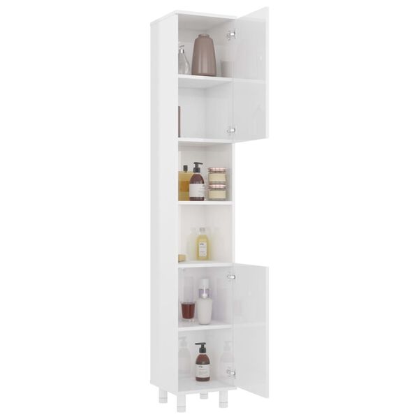 802630 vidaXL Bathroom Cabinet High Gloss White 30x30x179 cm Chipboard