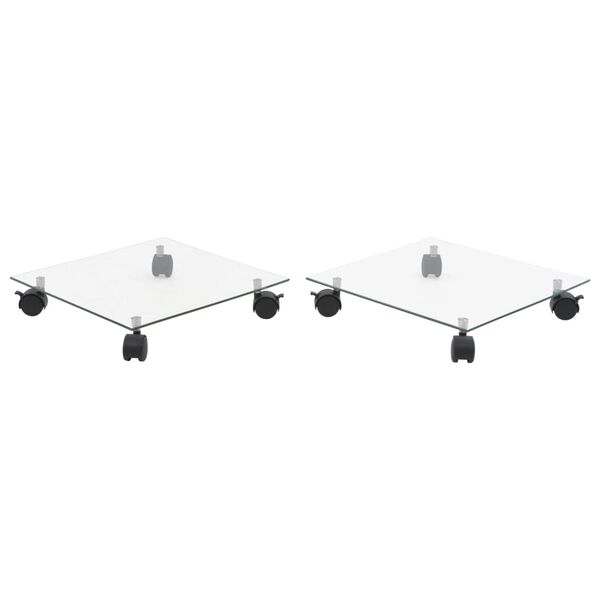vidaXL Роликові Підставки для Рослин 2 шт 35x35 см Загартоване Скло