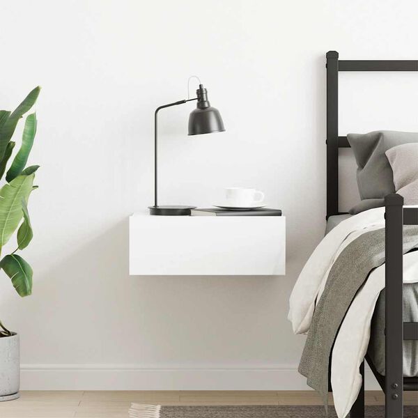 vidaXL Підвісна приліжкова тумба Глянцевий білий 40x30x15 см ДСП