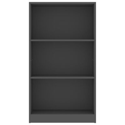 800866 vidaXL 3-Tier Book Cabinet Grey 60x24x108 cm Chipboard
