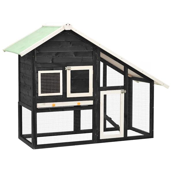 vidaXL Клітка для Кроликів Сірий і Білий 140х63х120 см Масив Ялини