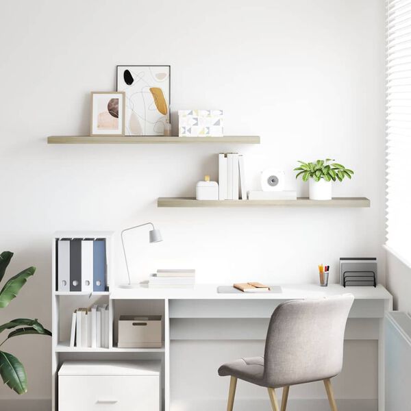 vidaXL Настінні полиці з прихованим кріпленням 2 шт Колір дуба 120x23,5x3,8см МДФ