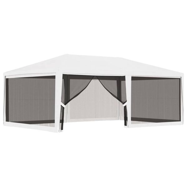 48523 vidaXL Party Tent with 4 Mesh Sidewalls 4x6 m White