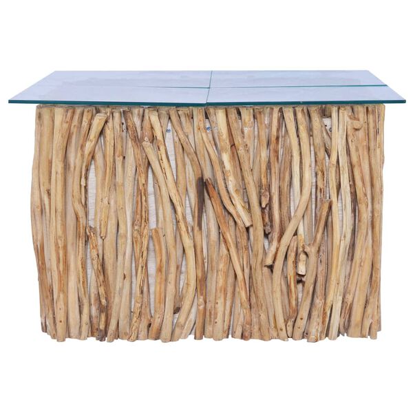 vidaXL Журнальний cтолик зі cкляною стільницею 66x66x40 см Масив тика