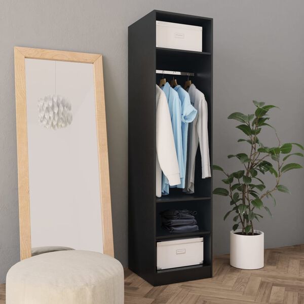 800235 vidaXL Wardrobe Black 50x50x200 cm Chipboard