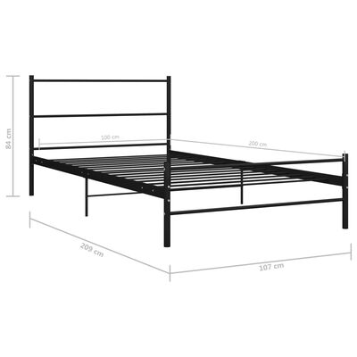 vidaXL Каркас ліжка Чорний 100x200 см Метал