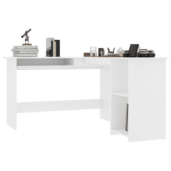 800747 vidaXL L-Shaped Corner Desk White 120x140x75 cm Chipboard