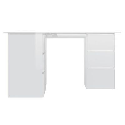 vidaXL Кутовий письмовий стіл Глянцевий білий 145x100x76 см ДСП