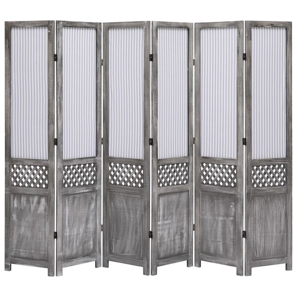 vidaXL 6-Панельна Кімнатна Перегородка Сірий 210x165 см Тканина