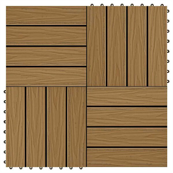 vidaXL Терасна Плитка 11 шт Рельєфна Колір Тику 30x30 см 1 кв.м ДПК