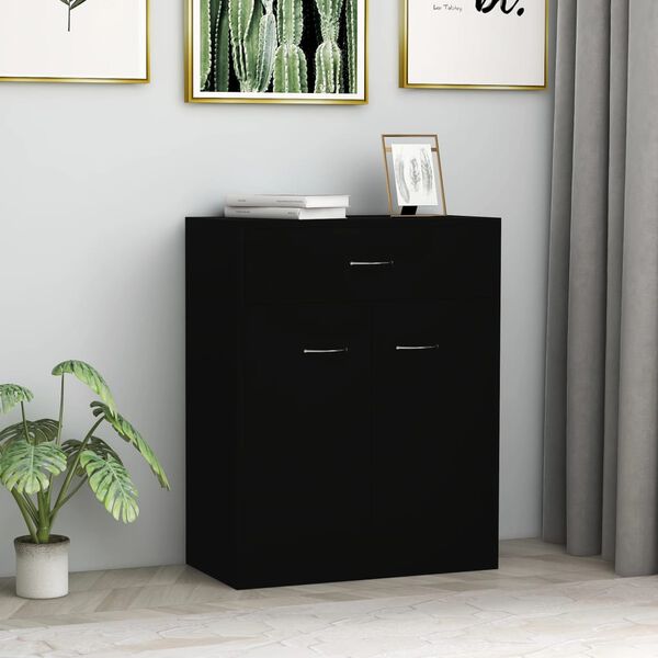 800712 vidaXL Sideboard Black 60x30x75 cm Chipboard