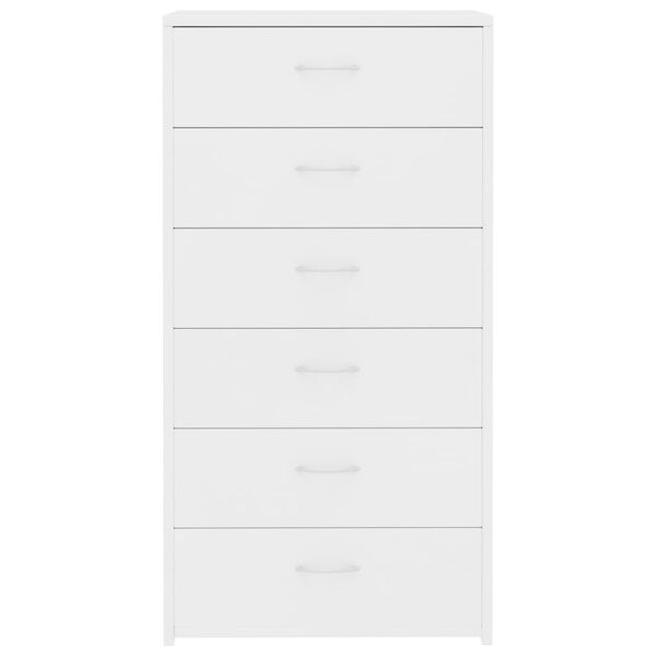 800666 vidaXL Sideboard with 6 Drawers White 50x34x96 cm Chipboard