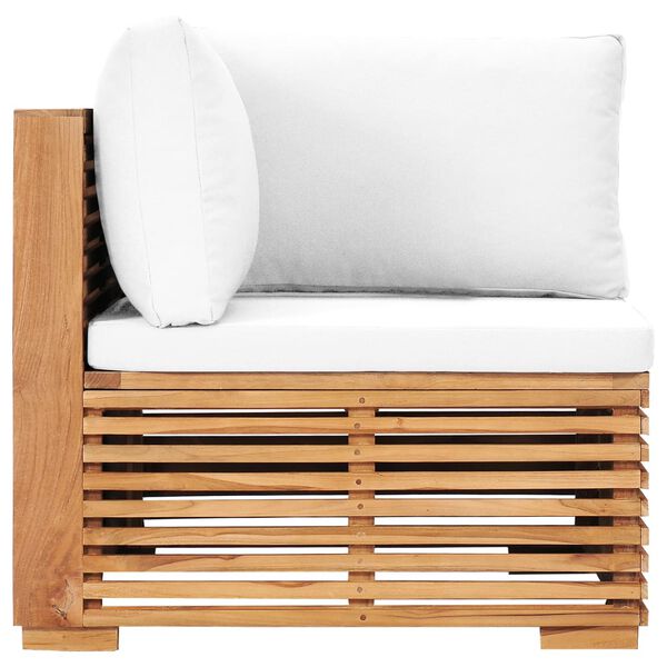 vidaXL Садовий кутовий диван з кремовими подушками Масив тикового дерева