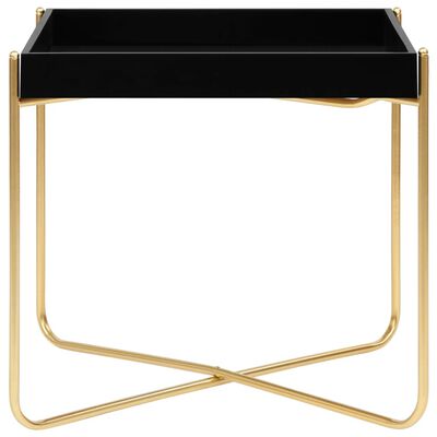 vidaXL Приставний столик Чорний і золотистий 38x38x38,5 см МДФ