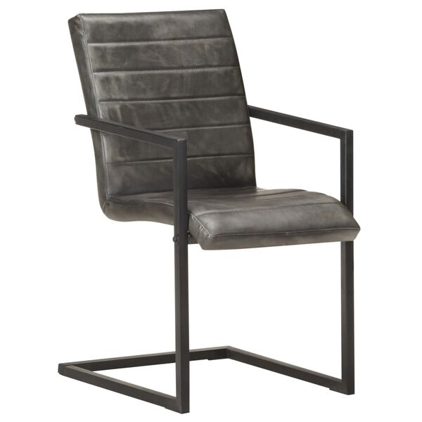 vidaXL Консольні обідні стільці 2 шт Сірий Натуральна шкіра