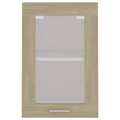 802508 vidaXL Hanging Glass Cabinet Sonoma Oak 40x31x60 cm Chipboard