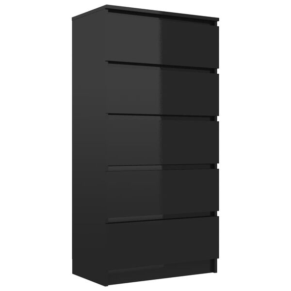 801416 vidaXL Drawer Sideboard High Gloss Black 60x35x121 cm Chipboard