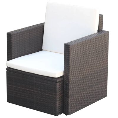 vidaXL Садове крісло з матрацом і подушкою Коричневий Поліротанг