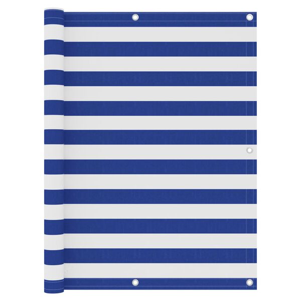 vidaXL Балконна Ширма Білий і Синій 120x600 см Тканина Оксфорд