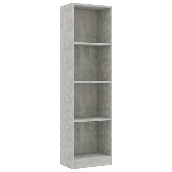 800841 vidaXL 4-Tier Book Cabinet Concrete Grey 40x24x142 cm Chipboard