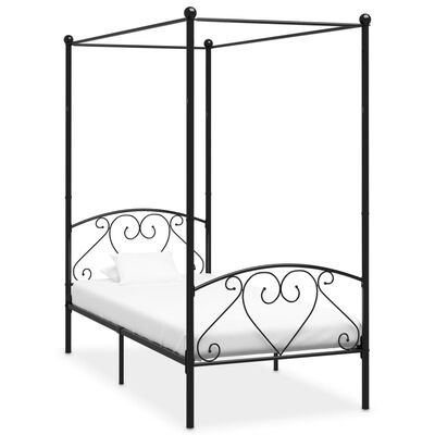 vidaXL Каркас ліжка з балдахіном Чорний 120x200 см Метал