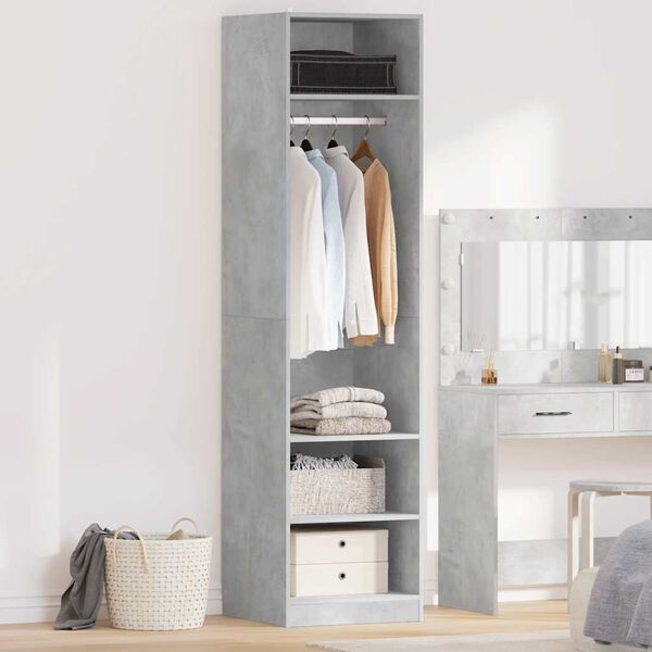 800238 vidaXL Wardrobe Concrete Grey 50x50x200 cm Chipboard