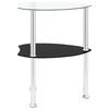322786 vidaXL 2-Tier Side Table Transparent & Black 38x38x50cm Tempered Glass