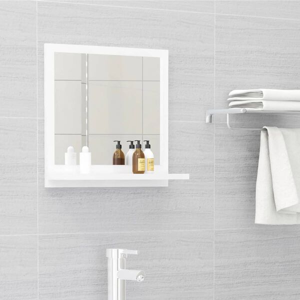 804559 vidaXL Bathroom Mirror High Gloss White 40x10,5x37 cm Chipboard