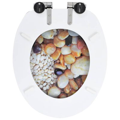 143935 vidaXL WC Toilet Seat with Soft Close Lid MDF Pebbles Design