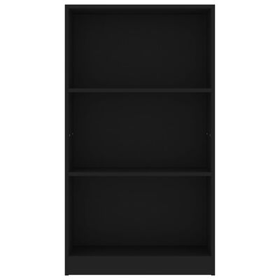 800865 vidaXL 3-Tier Book Cabinet Black 60x24x108 cm Chipboard