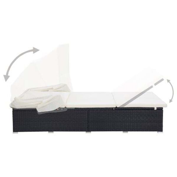 vidaXL Двомісний Лежак з Матрацом Чорний Поліротанг