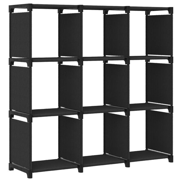 322610 vidaXL 9-Cube Display Shelf Black 103x30x107,5 cm Fabric