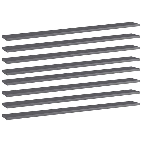 vidaXL Книжкові Полиці 8 шт Глянцевий Сірий 100x10x1,5 см ДСП