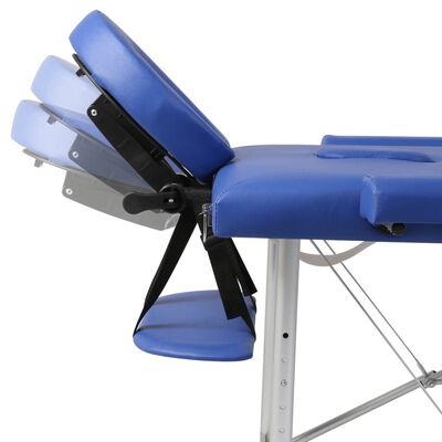 vidaXL Розкладний масажний стіл 3-х зонний Синій Алюмінієвий каркас