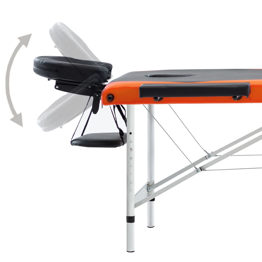 110235 vidaXL 3-Zone Foldable Massage Table Aluminium Black and Orange