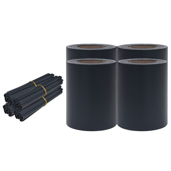 vidaXL Садові Захисні Екрани 4 шт Матовий Темно-Сірий 35x0,19 м ПВХ