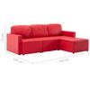 vidaXL 3-місний модульний диван-ліжко Червоний Штучна шкіра