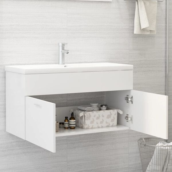 804665 vidaXL Sink Cabinet White 90x38,5x46 cm Chipboard