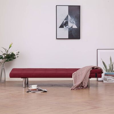 vidaXL Диван-ліжко з двома подушками Бордовий Поліестер