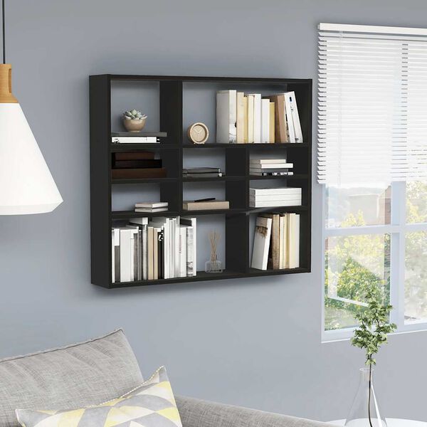 802940 vidaXL Wall Shelf Black 90x16x78 cm Chipboard