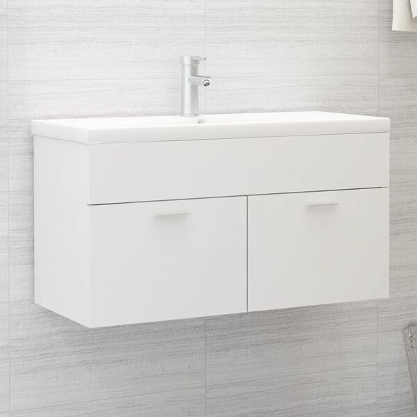 804665 vidaXL Sink Cabinet White 90x38,5x46 cm Chipboard