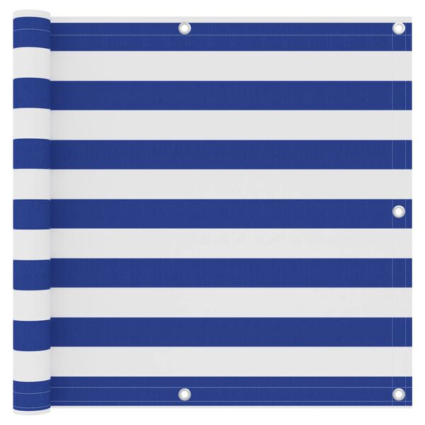 vidaXL Балконна Ширма Білий і Синій 90x500 см Тканина Оксфорд
