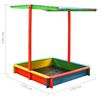 313887 vidaXL Sandbox with Adjustable Roof Fir Wood Multicolour UV50