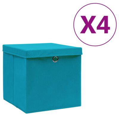 vidaXL Коробки для Зберігання з Кришками 4 шт Світло-Блакитний 28x28x28 см