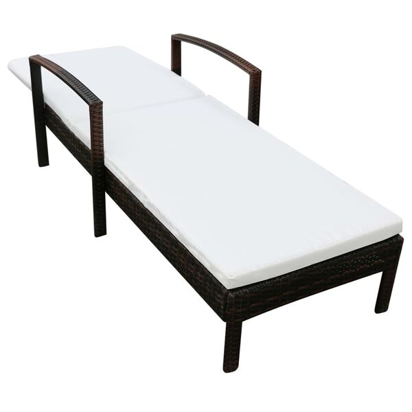 vidaXL Шезлонг з матрацом Коричневий Поліротанг