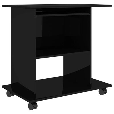 vidaXL Комп'ютерний стіл Глянцевий чорний 80x50x75 см ДСП