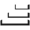 800199 vidaXL Wall Display Shelf 3 pcs Black Chipboard