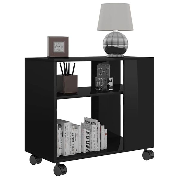 vidaXL Приставний столик Глянцевий чорний 70x35x55 см Деревні пластики